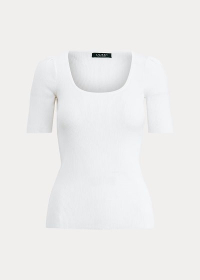 Ralph Lauren Cotton-Blend Puff-Sleeve Top Dame Danmark (QWUCN5923)